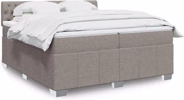Letto Ibrido vidaXL con Materasso a Molle Insacchettate in Tessuto Beige e Grigio L/P: 200 x 200 cm