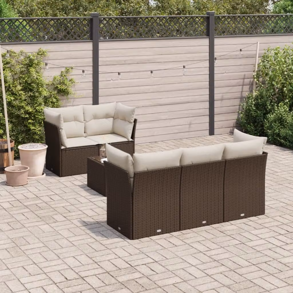Maison Exclusive - Set Divano da Giardino 6 pz con Cuscini Marrone in Polyrattan