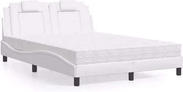 Letto Viana vidaXL con Materasso Bianco in Similpelle e Materiali Misti L/P/H: 120 x 200 cm