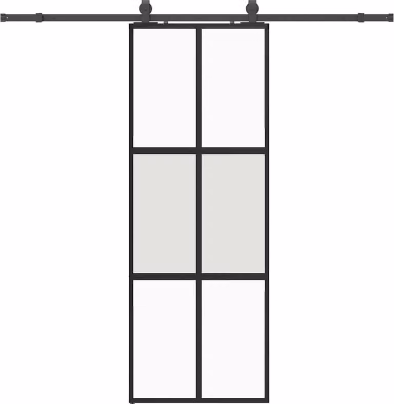 Porta Scorrevole Set Ferramenta Nera 76x205 cm Vetro Temperato
