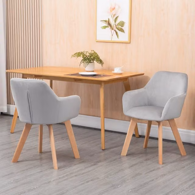 Set di 2 sedie da pranzo REDOM con braccioli in velluto grigio L/P/H: 54 x 57 x 80 cm