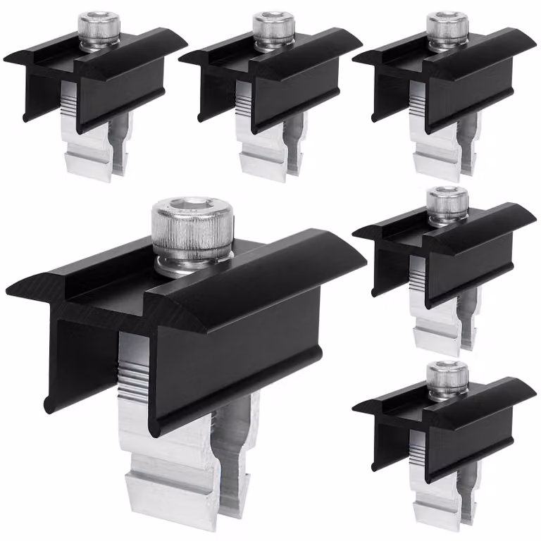 Set di 6 connettori terminali per pannelli solari, da 30 mm, in alluminio, per moduli fotovoltaici