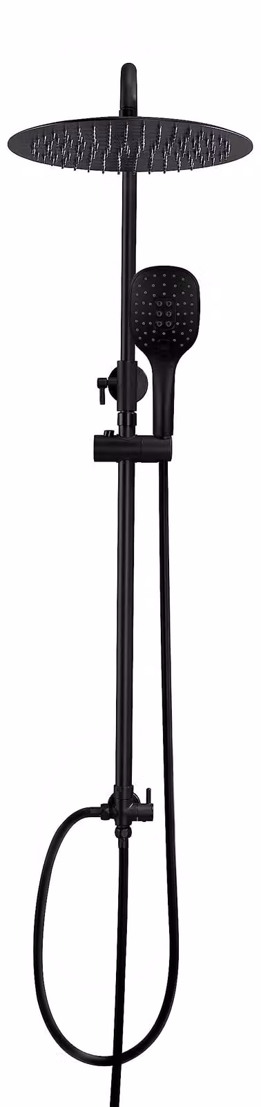 Sistema doccia a pioggia Görbach, senza miscelatore, rotondo, diametro 25 cm, colore nero