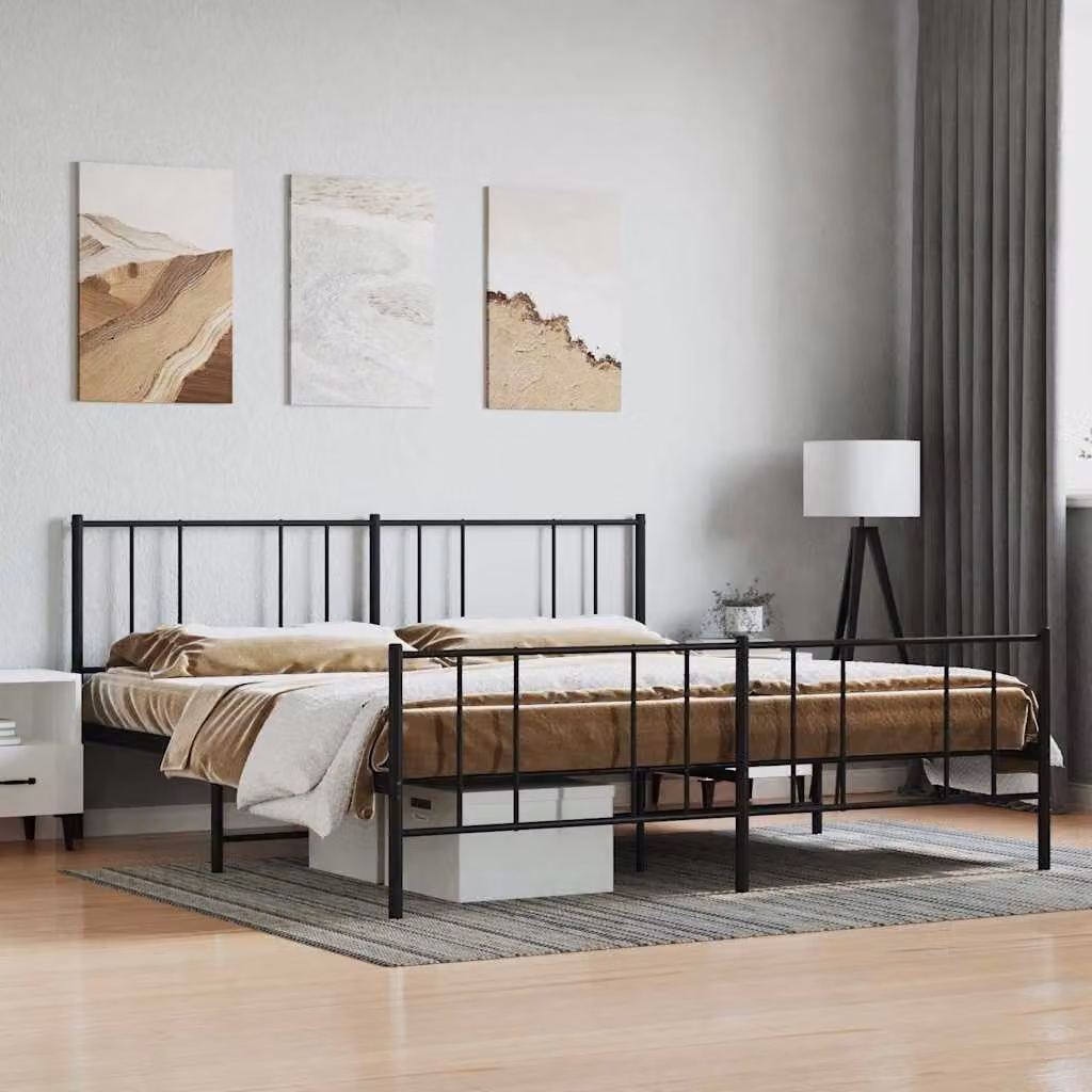 vidaXL Giroletto in metallo nero con pediera senza materasso L/P: 180 x 200 cm
