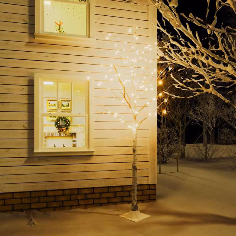 vidaXL Betulla con LED Bianco Caldo 128 LED 220 cm