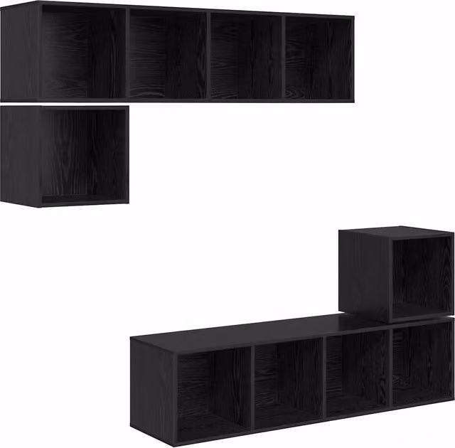 Set mobile TV 4 pz | Armadietto TV | Mobile Porta TV Rovere Nero Legno multistrato