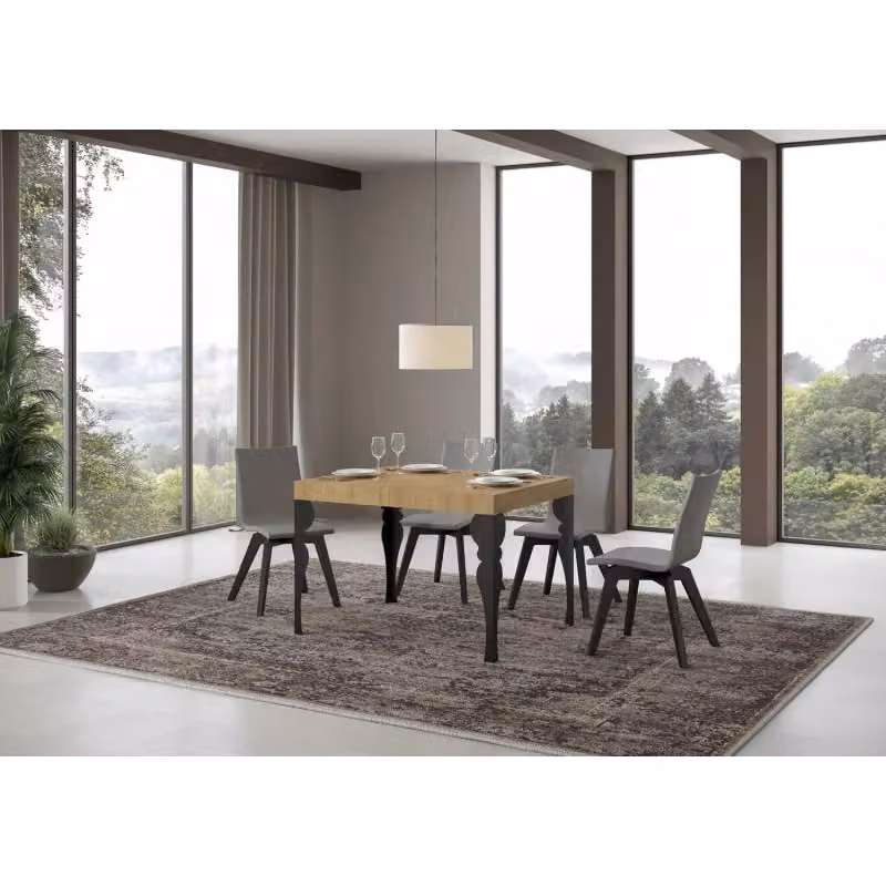 Tavolo allungabile Itamoby rettangolare in finitura rovere e antracite L/P/H: 120 x 80 x 77 cm – 2