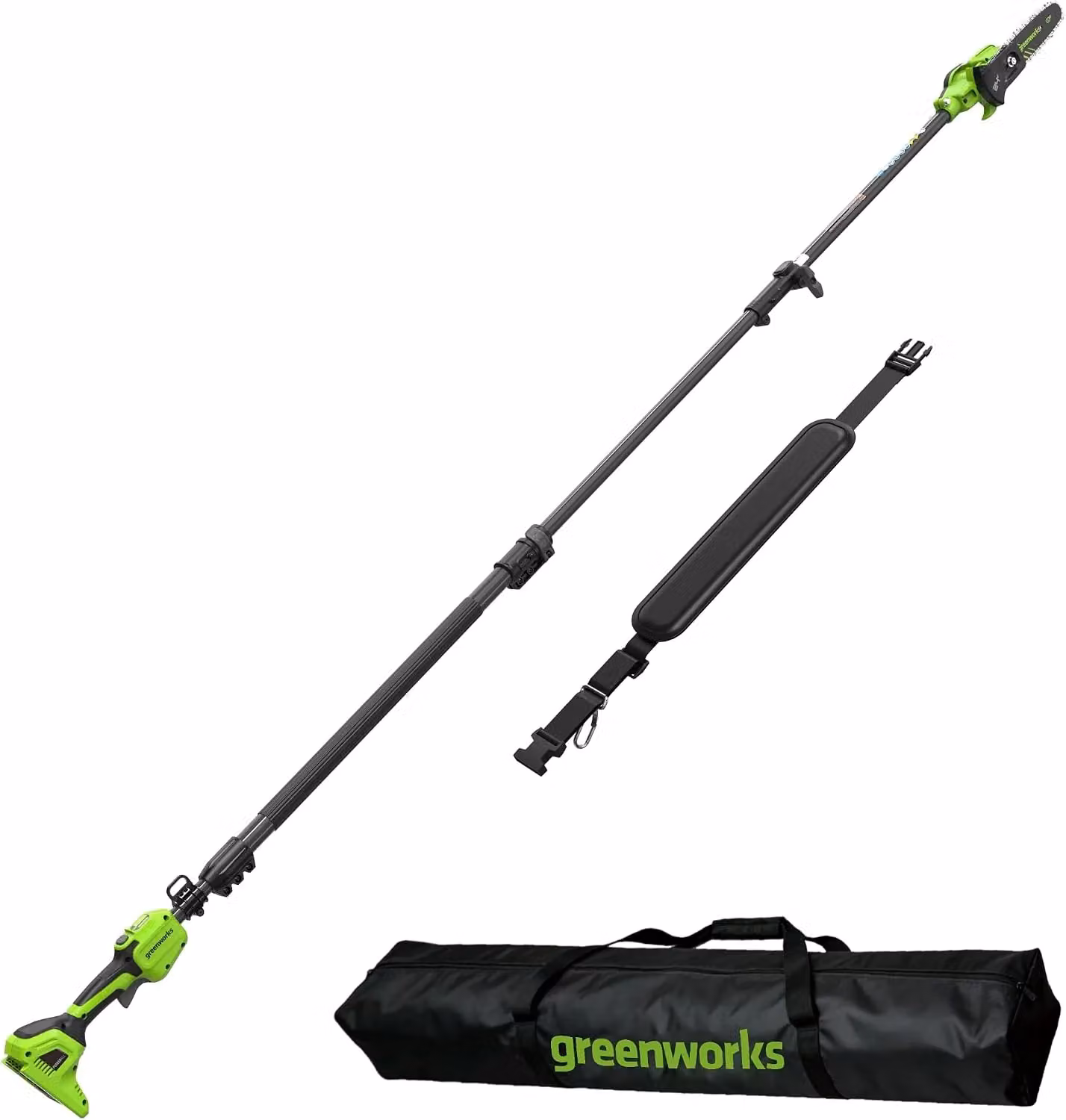 Potatore telescopico Greenworks POWERALL 24V con taglio da 20cm, colore verde, senza batteria