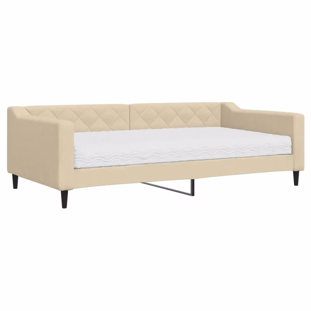 Divano Letto Moderno vidaXL in Tessuto Beige con Materasso in Schiuma L/P/H: 223 x 100 x 67 cm – 2
