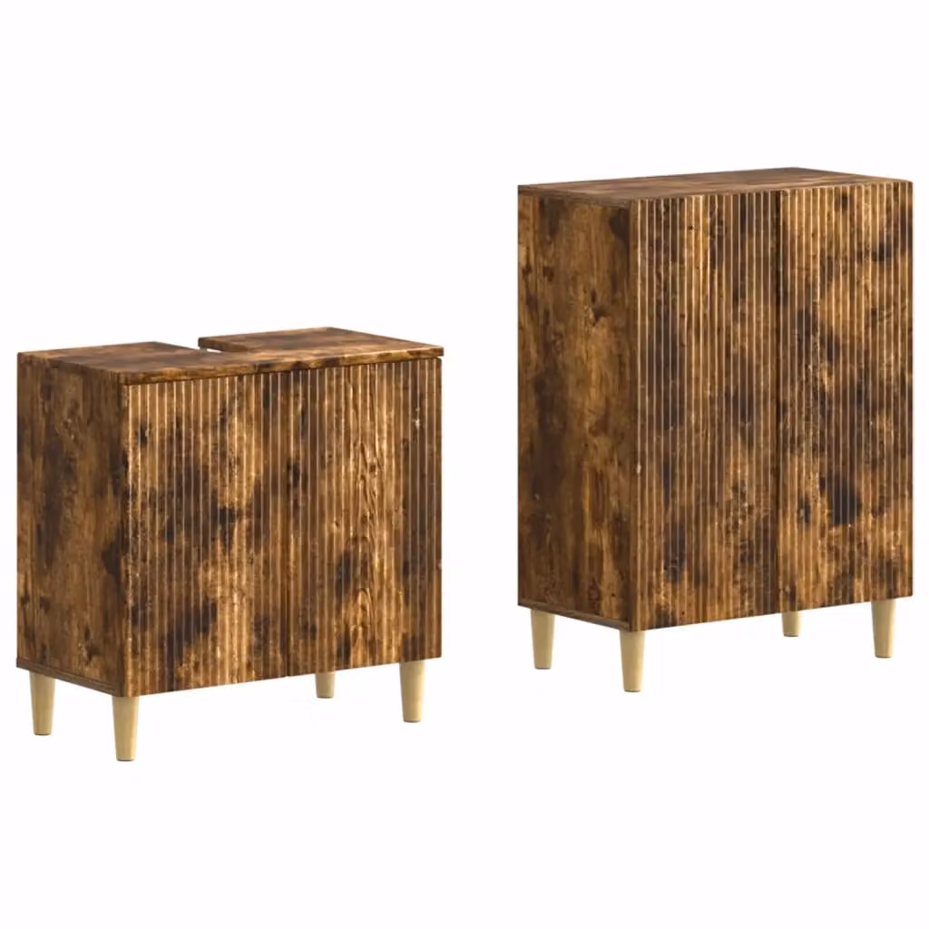 Set di mobili da bagno moderno vidaXL composto da mobile lavabo e mobile laterale in legno marrone opaco L/P/H: 80,0 x 59,5 x 31,5 cm e 59,5 x 28,51 x 31,5 cm – 2