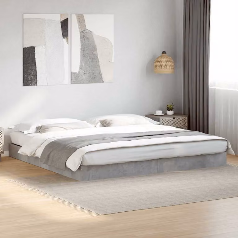 Giroletto vidaXL in legno multistrato e tessuto grigio, L/P: 180 x 200 cm
