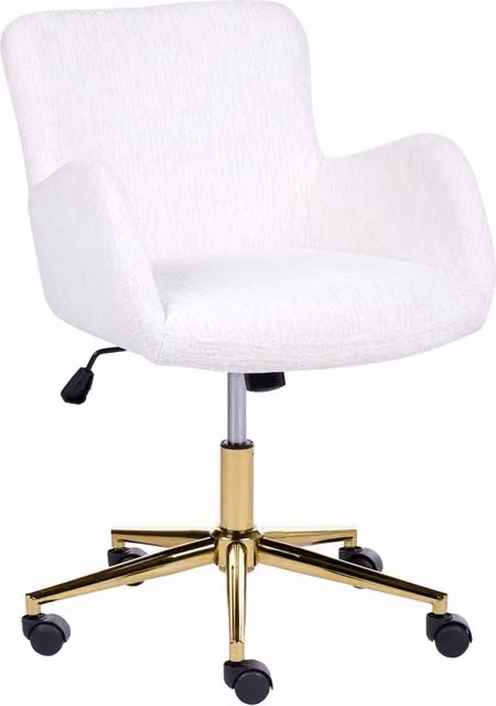 Sedia da ufficio BELIANI in tessuto bianco, con braccioli, base girevole a 360 gradi e ruote, L: 60 cm, P: 60 cm, H: 120 cm