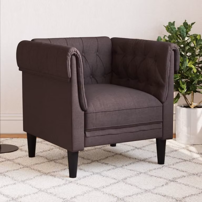 Maison Exclusive - Poltrona Chesterfield, tessuto marrone scuro