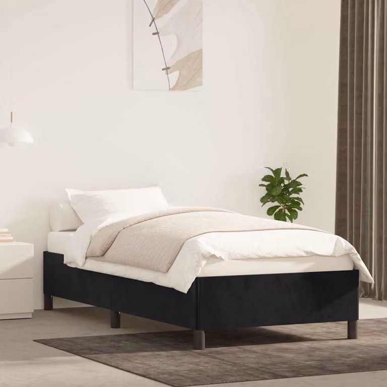 Giroletto vidaXL in velluto nero con struttura in legno, L/P/H: 190 x 90 x 35 cm