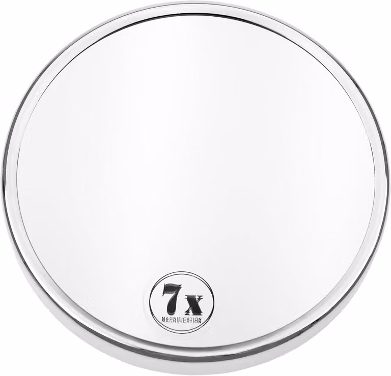 Specchio da parete per il trucco, ingrandimento 7x, colore argento, realizzato in metallo, ideale per il trucco