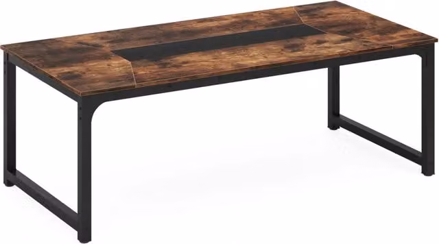 Tavolo da pranzo rettangolare stile industriale in metallo e legno, ideale per 6-8 persone