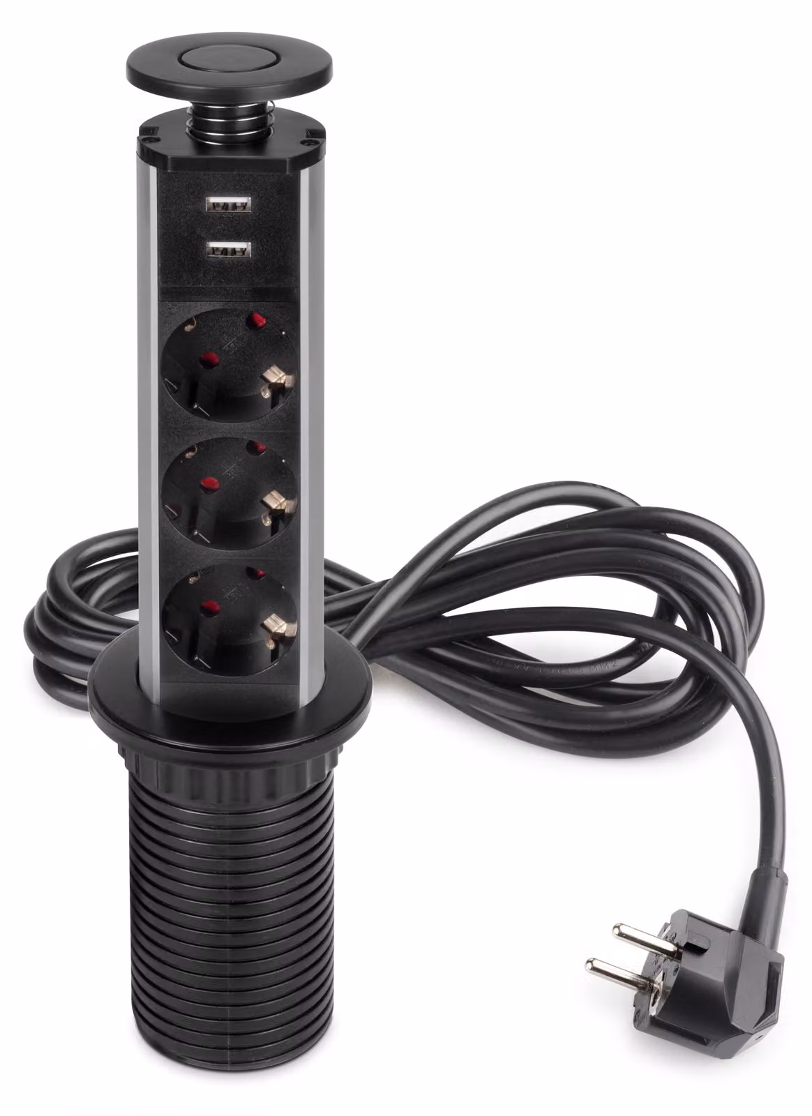 Emuca Multiconnettore verticale sollevabile 60 Mm Argento Taglia unica / Spina UE 220V Argento Taglia unica