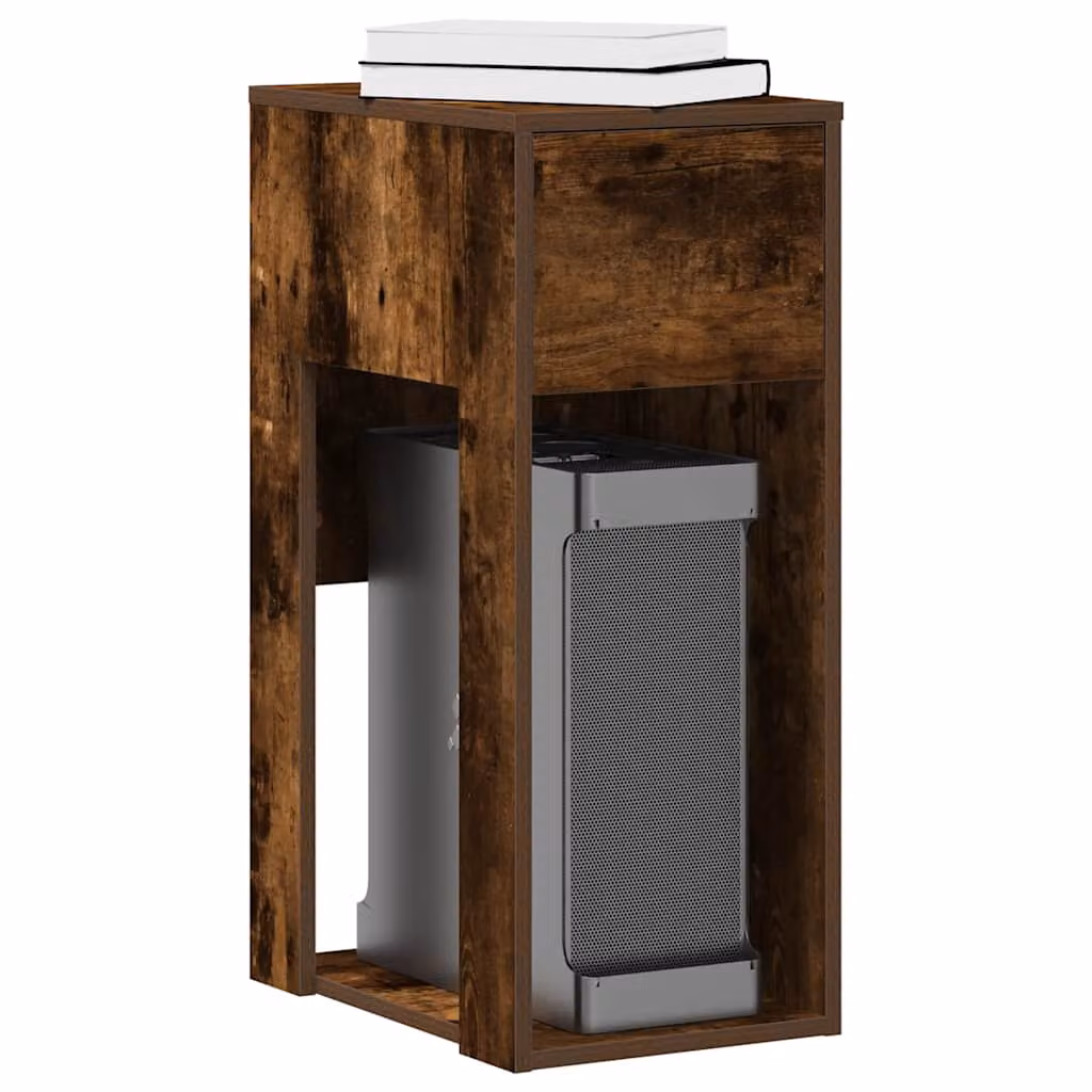 vidaXL Supporto per Computer a Torre con Cassetto in MDF Colore Marrone L: 30 cm, P: 44 cm, H: 74 cm
