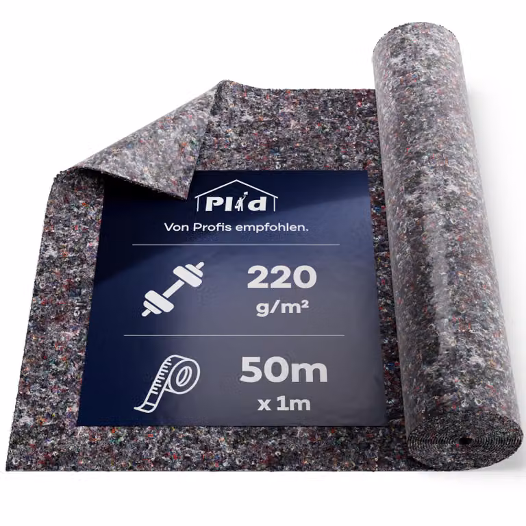 Tessuto non tessuto protettivo per pittori 50 m² - 220 g / Tessuto non tessuto con rivestimento antiscivolo - Protezione delle superfici per pittori e appassionati del fai da te - Rotolo di feltro per pittori - Coperta per traslochi