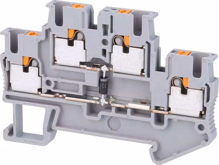 Morsetto a doppio piano per diodi Phoenix Contact PTTB 2,5-DIO/U-O con diodo integrato, connessione push-in, tensione nominale 500 V -
