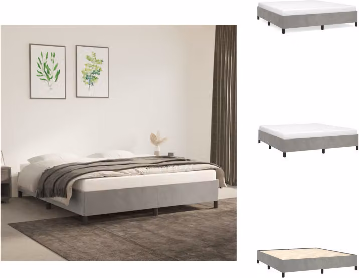 vidaXL Letto grigio chiaro 160x200 cm in velluto - Letti e reti