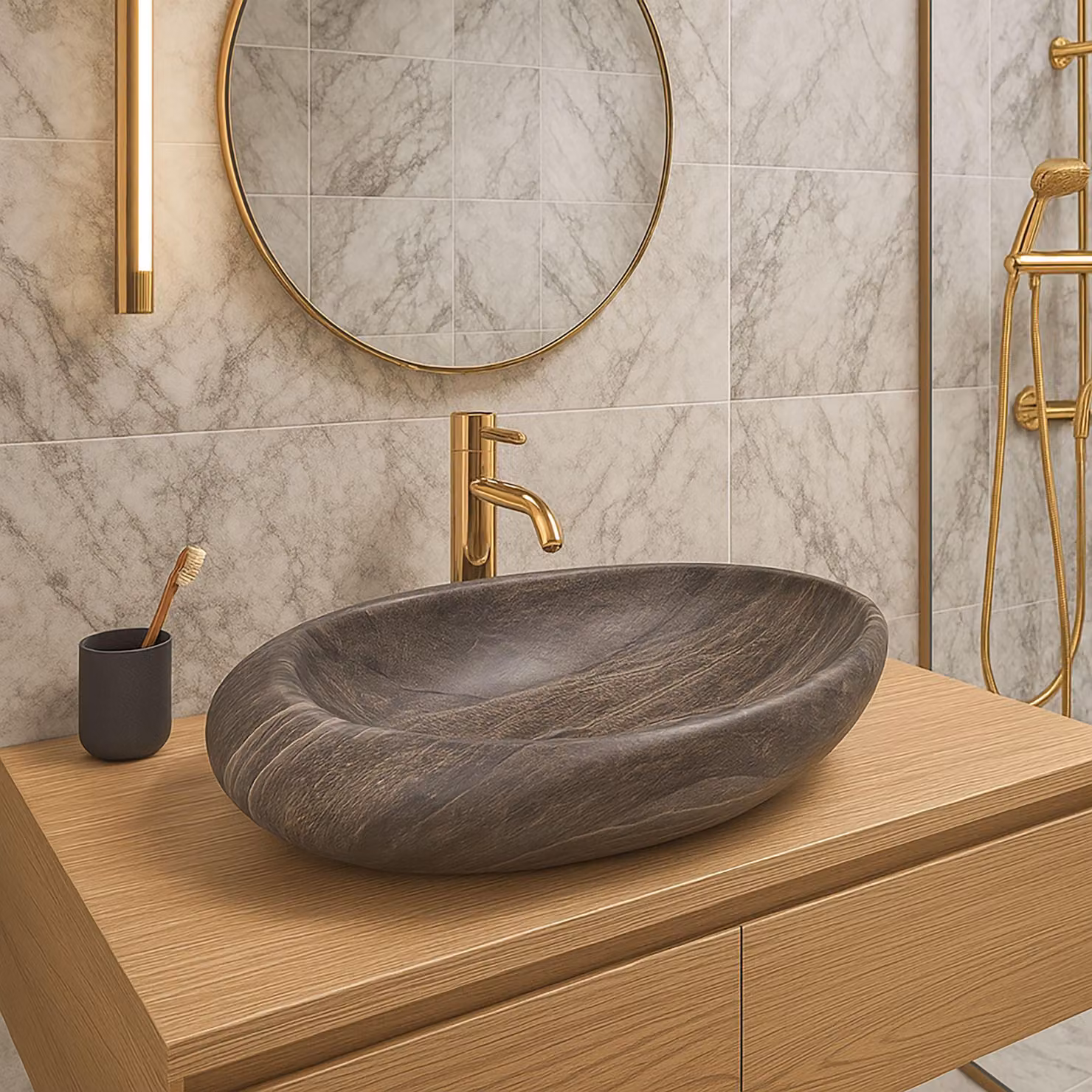 Lavabo da Appoggio Rea Roxy A Stone D. Grey
