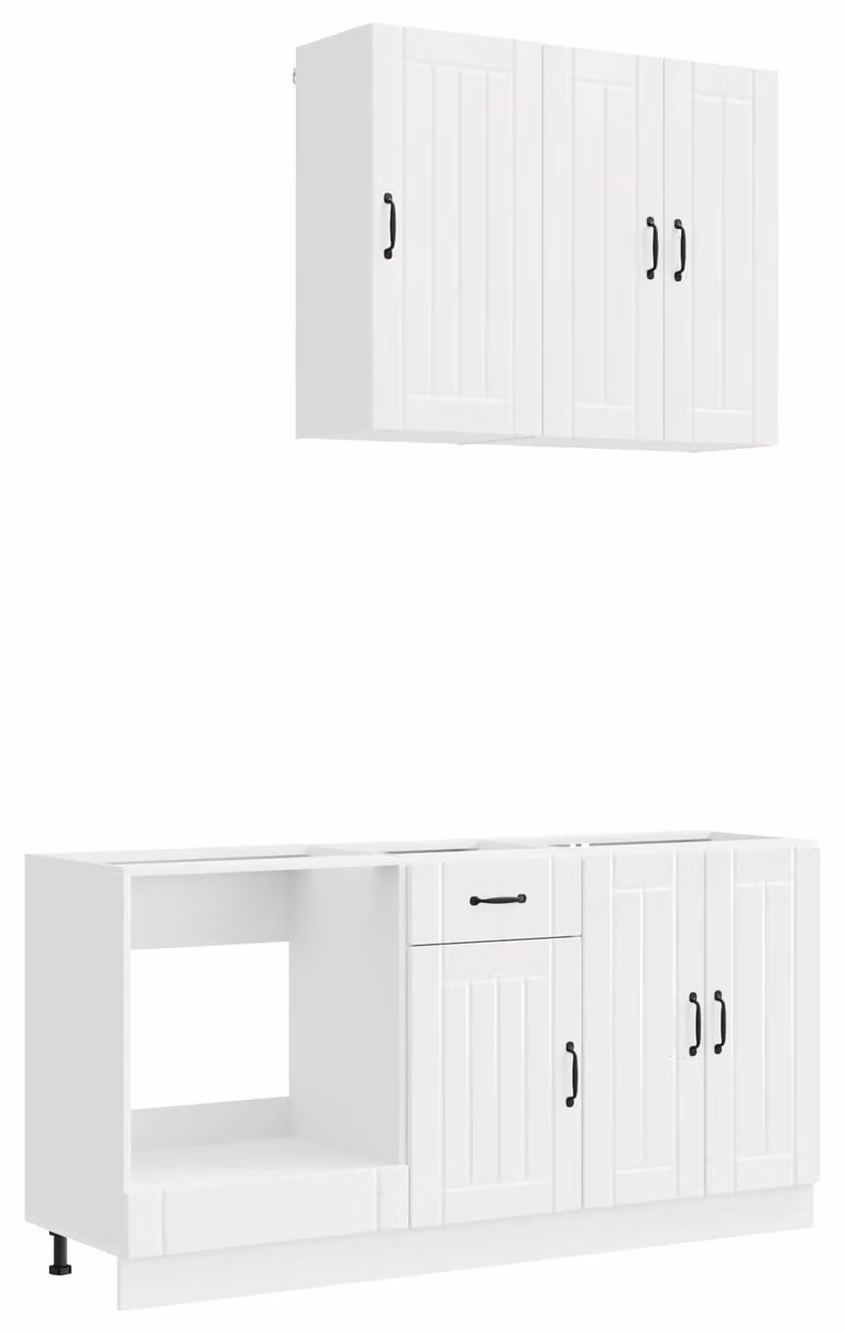 Set da cucina LUCCA, 5 pezzi, in legno impiallacciato bianco lucido