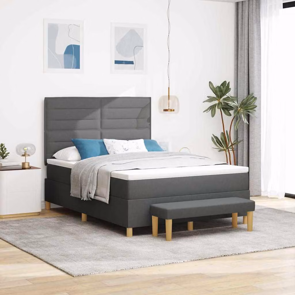 Maison Exclusive - Letto boxspring con testiera grigio scuro 190 x 140 cm in tessuto
