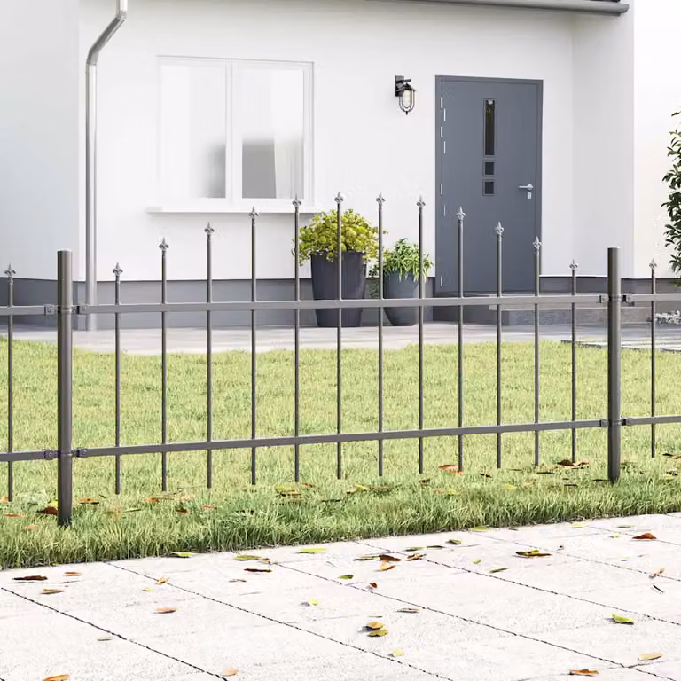 vidaXL Recinzione per Giardino WOERDEN in Acciaio Verniciato a Polvere, 8 Pezzi, Grigio, H: 170 cm, L: 115 cm