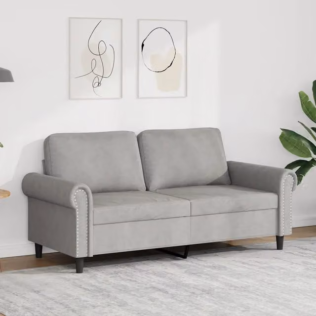 Divano a 2 Posti-Sofa 2 Posti Grigio Chiaro 140 cm in Velluto 189227