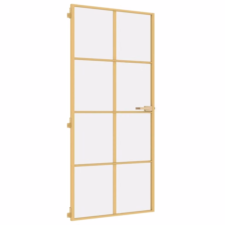 Porta Interni Sottile Oro 93x201,5cm Vetro Temperato Alluminio
