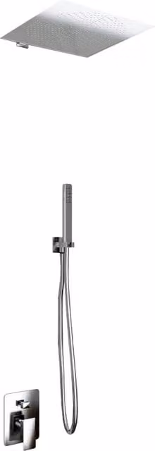 Kit Doccia 2 Vie GIORGY in Acciaio Inox Cromato con Soffione Rain Slim 30x30 cm, Braccio da Parete, Doccino e Flessibile – 1