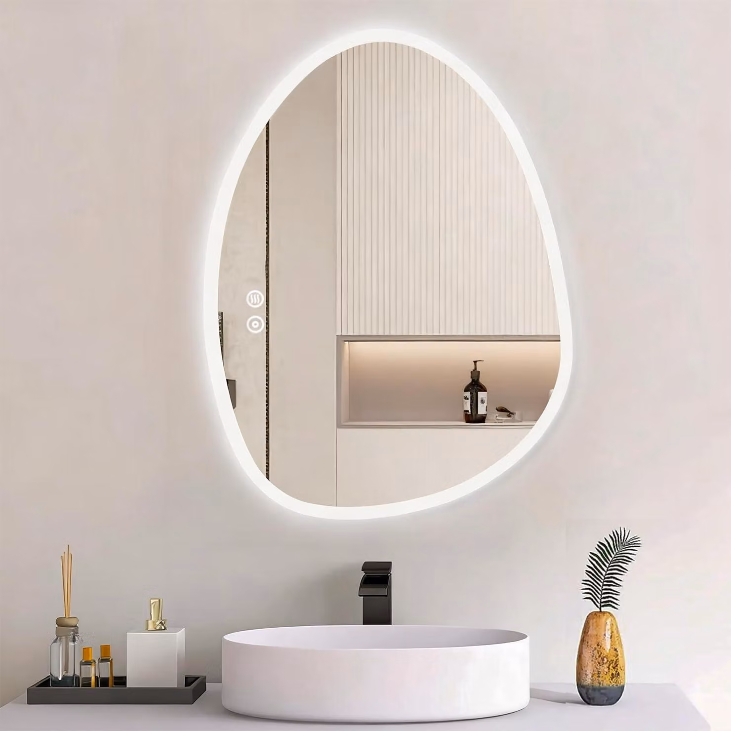 Specchio da bagno a LED, 50x68 cm, 3 colori, dimmerabile, antiappannamento