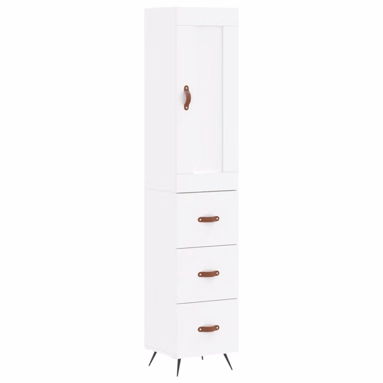 Credenza Bianca 34,5x34x180 cm in Legno Multistrato