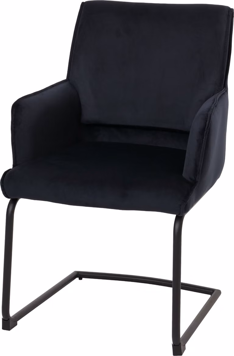 Sedia senza braccioli HWC-N60, sedia da pranzo, sedia da cucina, tessuto/materiale tessile, colore grigio antracite-blu