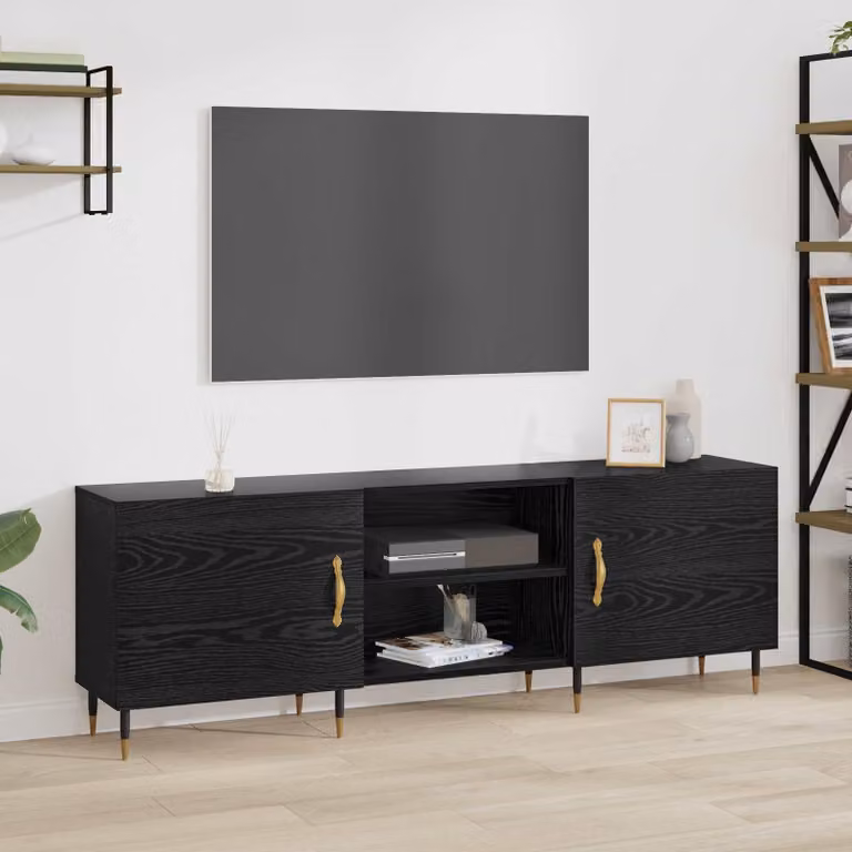 Mobile TV moderno vidaXL in legno ingegnerizzato Rovere nero L/P/H: 150 x 30 x 50 cm