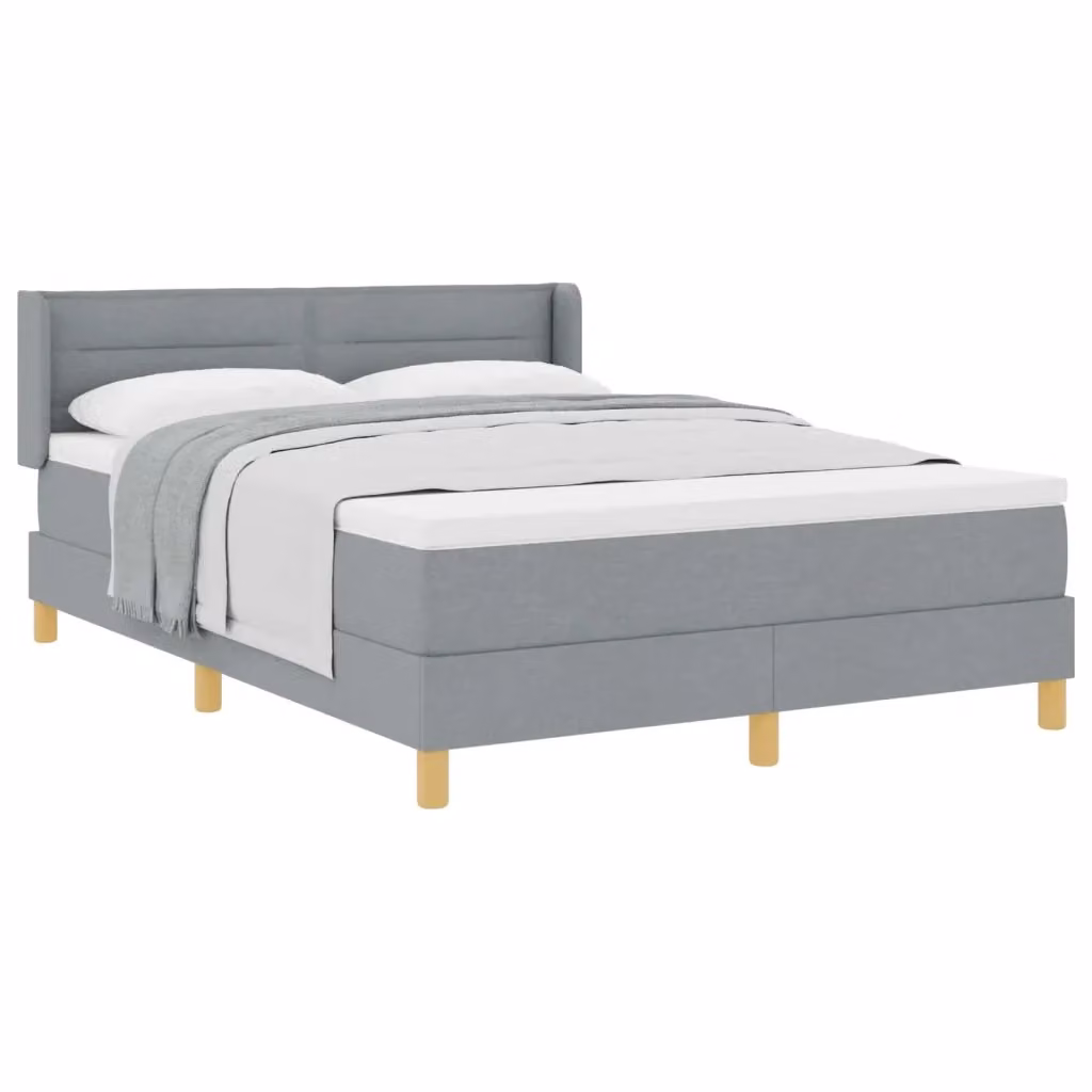 Letto a molle con materasso vidaXL in tessuto grigio, L/P: 140 x 190 cm – 2
