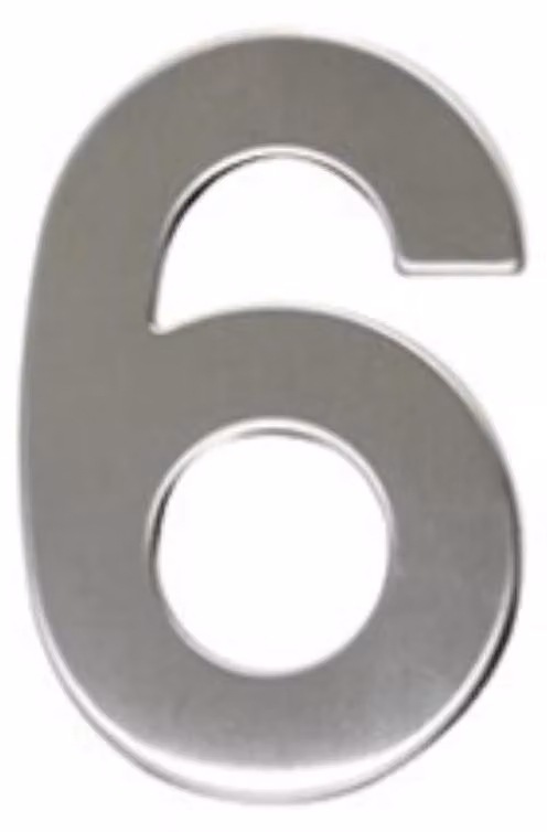 Numero autoadesivo "6", 50 mm, acciaio inox, 50 x 1,5 mm