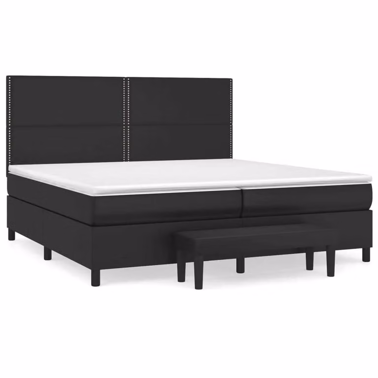 Giroletto a Molle con Materasso Nero 200x200 cm in Pelle finta