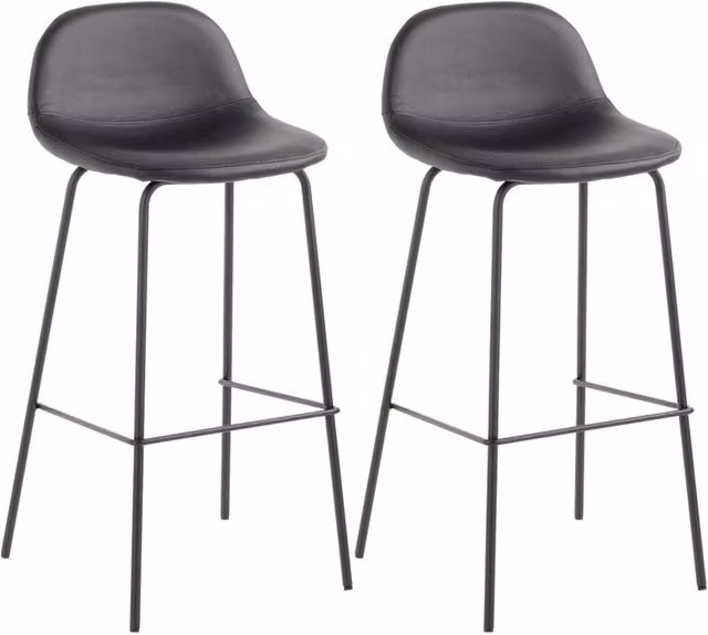 Set di 2 sgabelli GIORDANOSHOP in similpelle nero, L: 42 cm, P: 43 cm, H: 91,5 cm