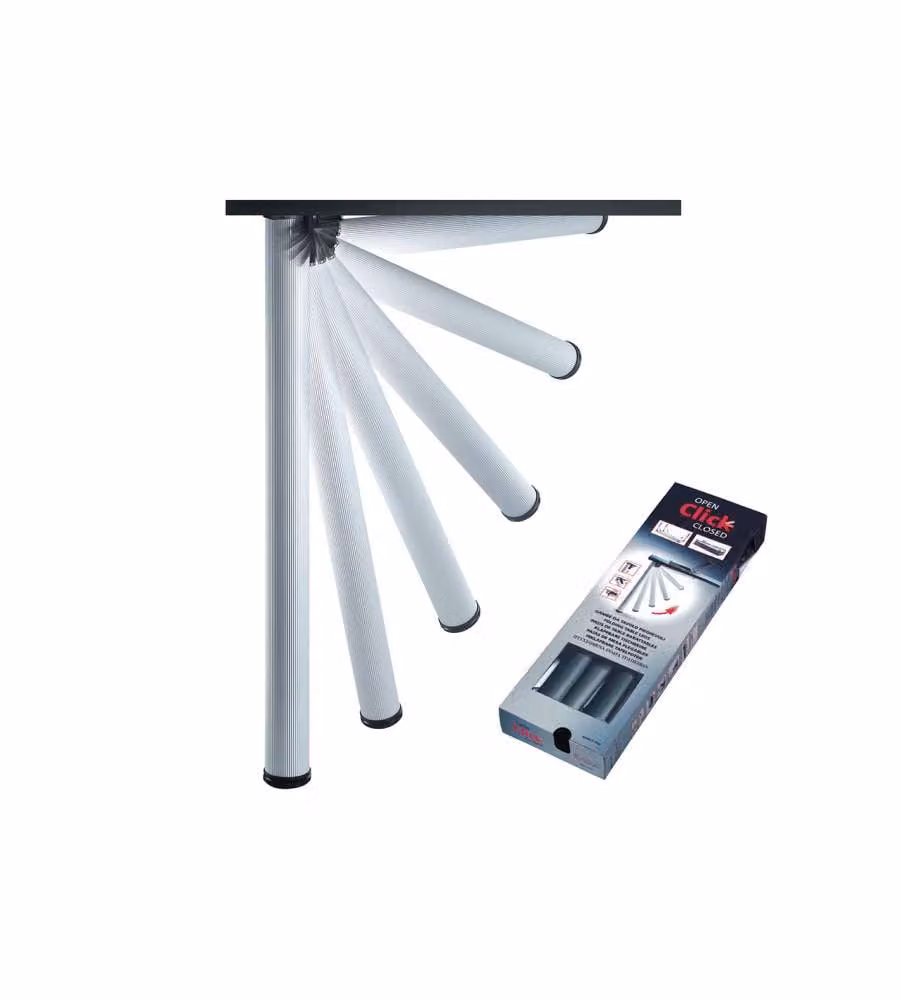 Kit Gambe Pieghevoli Click Masidef in Alluminio Millerighe, Altezza: 70,5 cm