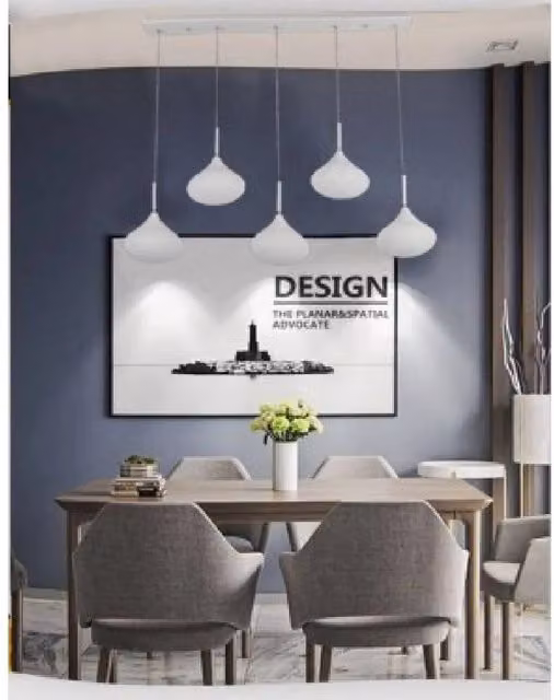 Lampadario a sospensione moderno Trade Shop Traesio con design a 5 gocce, luce LED regolabile, colore bianco