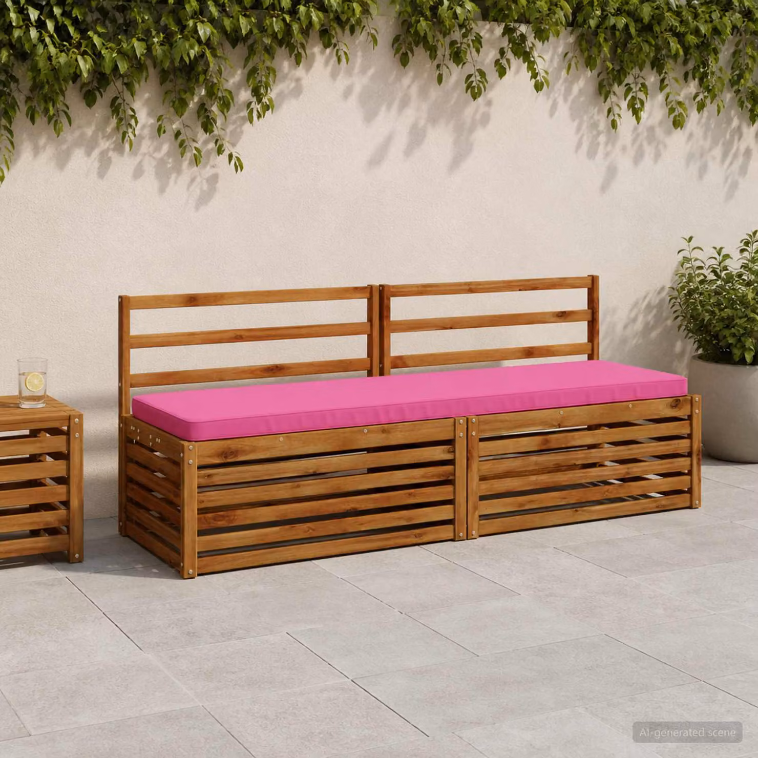 Cuscino per panchina vidaXL VUGHT rosa in poliestere con rivestimento rimovibile e resistenza ai raggi UV