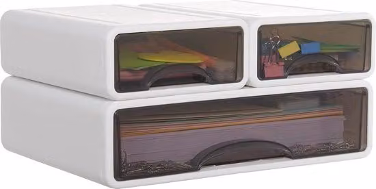 Organizzatore da scrivania ripiegabile Yorbay con 3 ripiani, scatola multi-compartimento in plastica bianca per ufficio e scuola