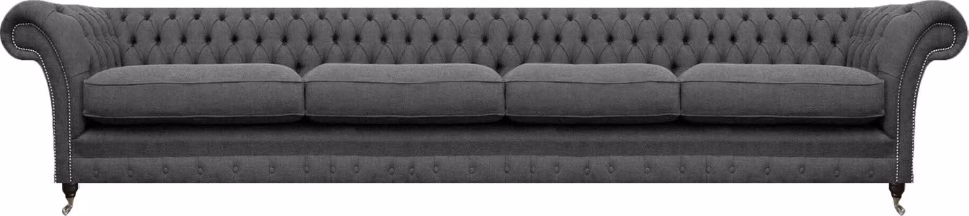 Sofa Viersitzer Couch Chesterfield Grau Polstermöbel Wohnzimmer Chesterfield