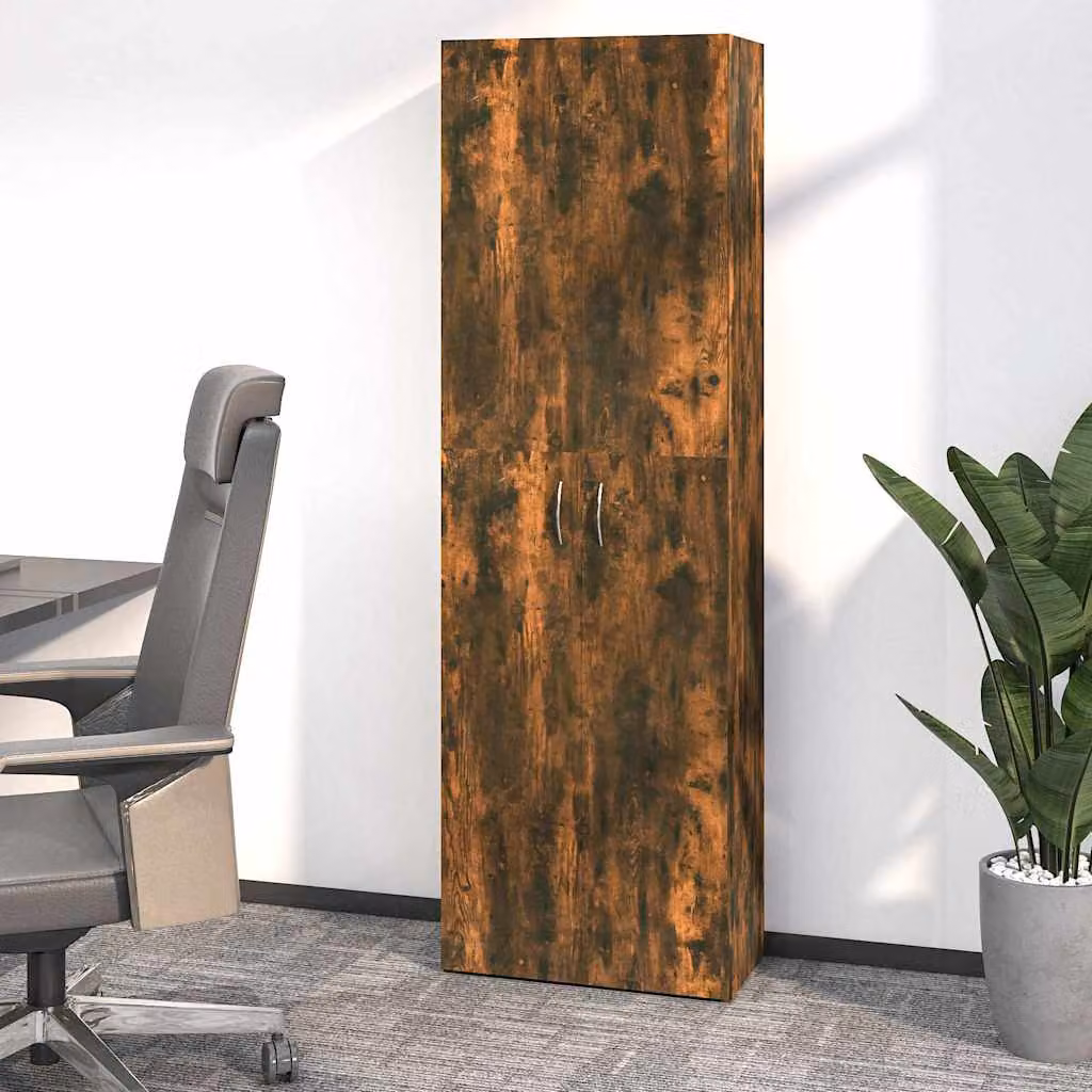 Armadio per ufficio e archivio vidaXL in legno Rovere Fumo con ante a battente e ripiani regolabili L: 60 cm, P: 32 cm, H: 190 cm