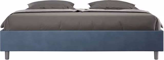 BS COM Letto matrimoniale king size con rete imbottito 190x210 microfibra blu