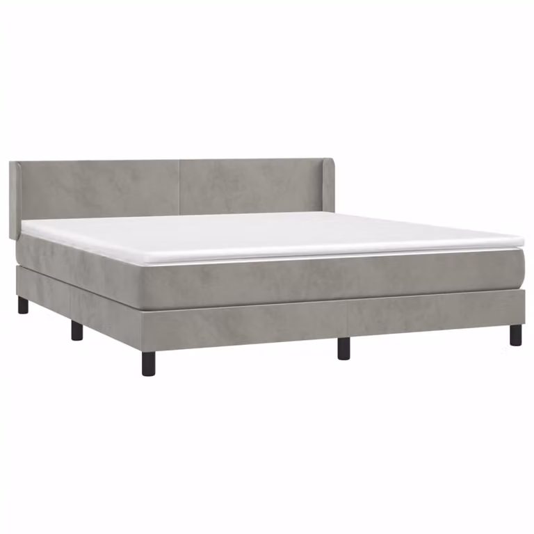 Giroletto a Molle con Materasso Grigio Chiaro 160x200cm Velluto