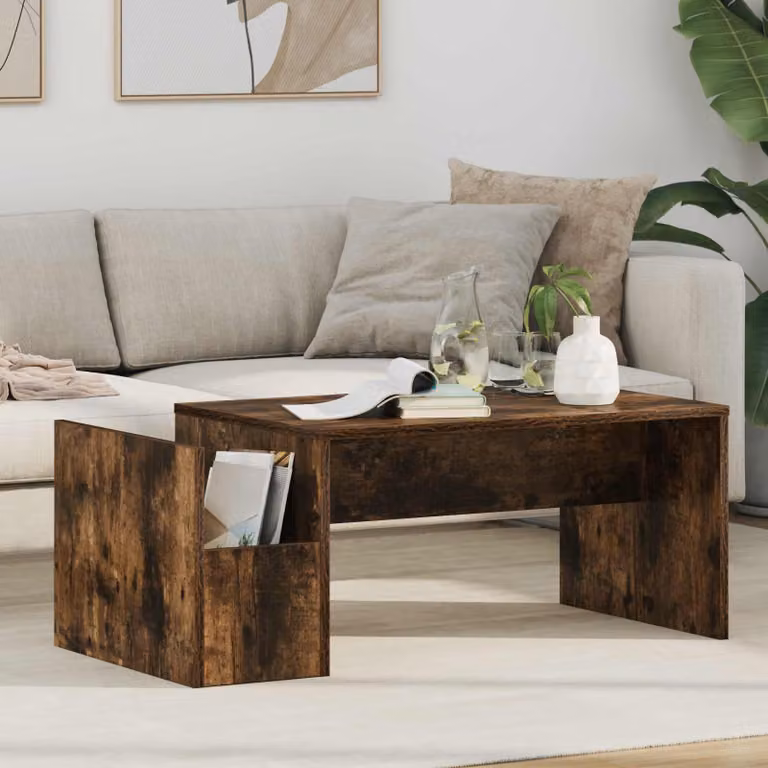 vidaXL Tavolino da salotto moderno in MDF color rovere marrone L: 90 cm, P: 45 cm, H: 35 cm