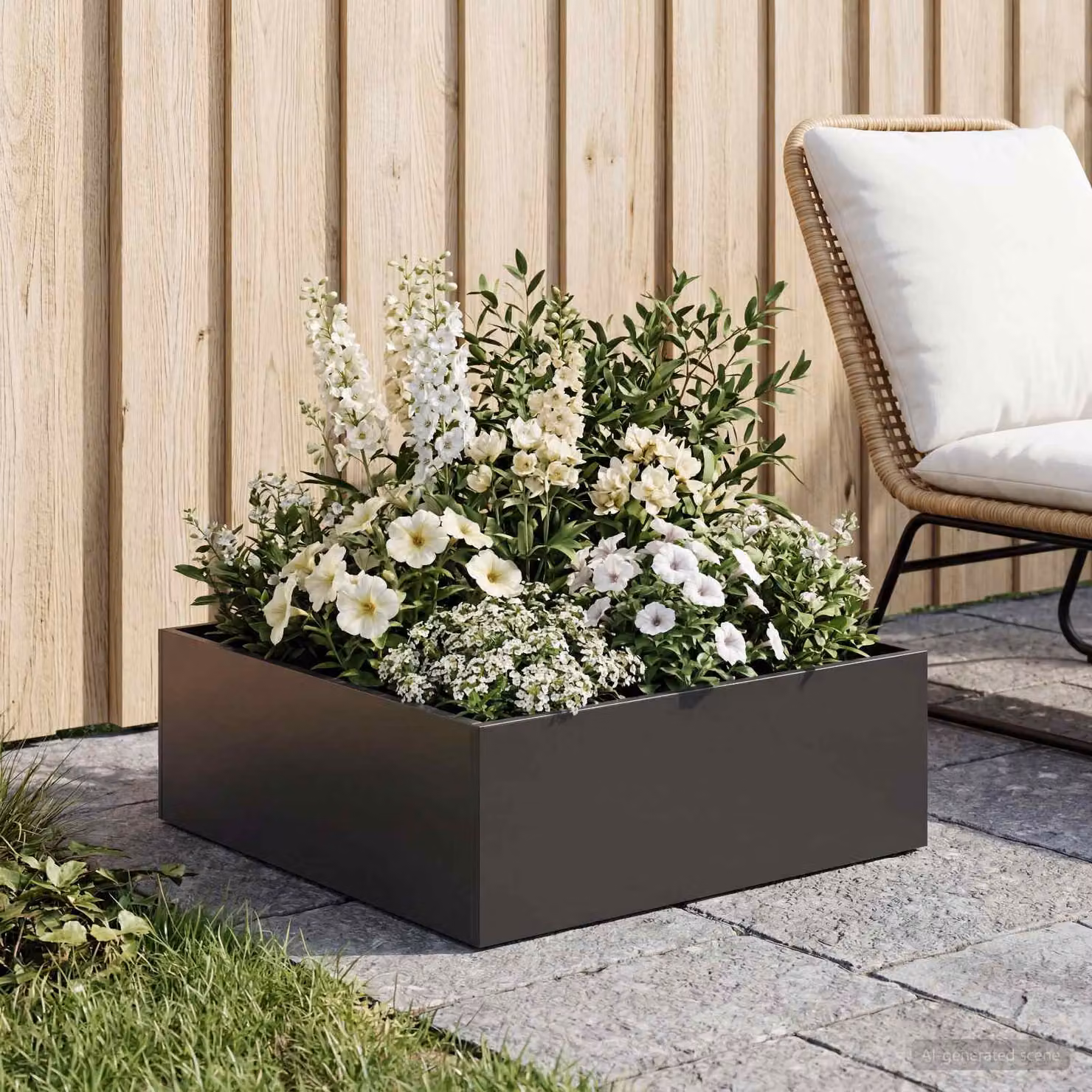 Vaso da giardino vidaXL in acciaio nero L: 60 cm, P: 60 cm, H: 20 cm